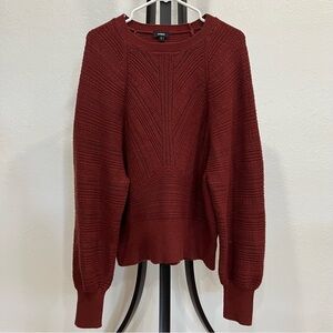 Express Women's Burgundy Crew Neck Sweater